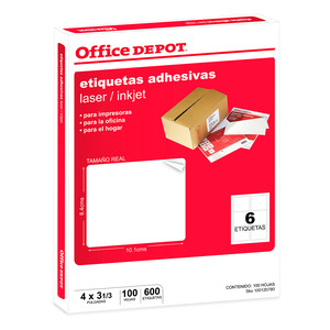 Etiquetas Adhesivas para Rotular Office Depot Blanco 600 etiquetas Etiquetas Adhesivas para Rotular Office Depot Blanco 600 etiquetas