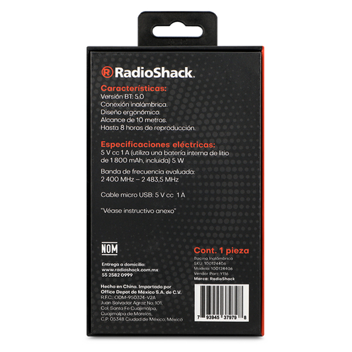 Bocina Bluetooth RadioShack Y116 Negro