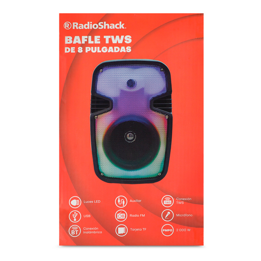 Bafle RadioShack 8F22 8 pulg. Bluetooth USB Luz Frontal Flama