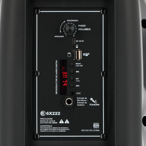 Bafle Doble Recargable RadioShack 6 pulg. Luz Frontal Flama Bluetooth USB 