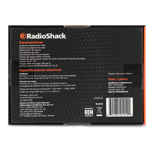 Audífonos Inalámbricos RadioShack E16 Negro