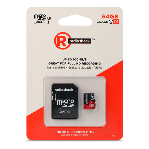 Tarjeta Micro SD XC RadioShack Clase 10 64 gb