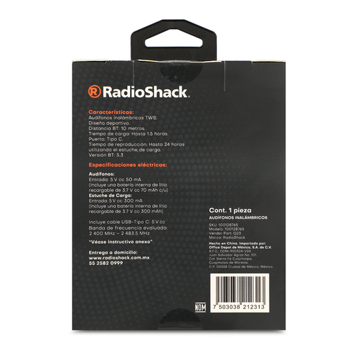 Audífonos Inalámbricos RadioShack Hawk Negro