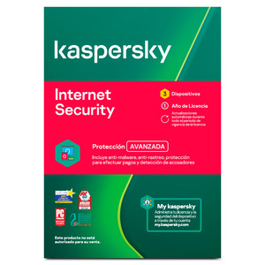 Antivirus Kaspersky Internet Security / Licencia 1 año / 3 dispositivos / PC / Laptop 
