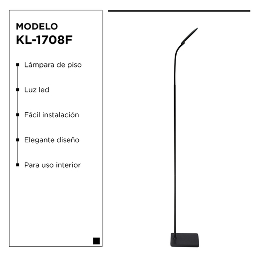 Lámpara de Piso Led KL-1708F Base de Metal 12 W