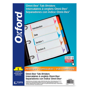 Separadores Oxford Carta 5 divisiones Colores Separadores Oxford Carta 5 divisiones Colores