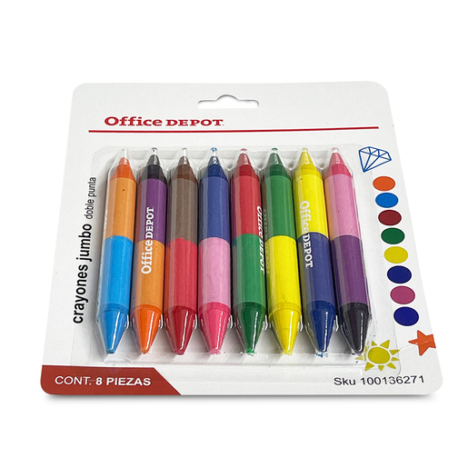 Crayones Bicolor Jumbo Office Depot 8 piezas