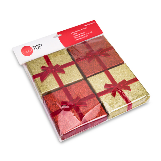 Cajas de Regalo Red Top 10 x 10 x 2 cm 4 piezas