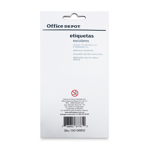Etiquetas Adhesivas para Nombre Office Depot Rectangulares 60 etiquetas