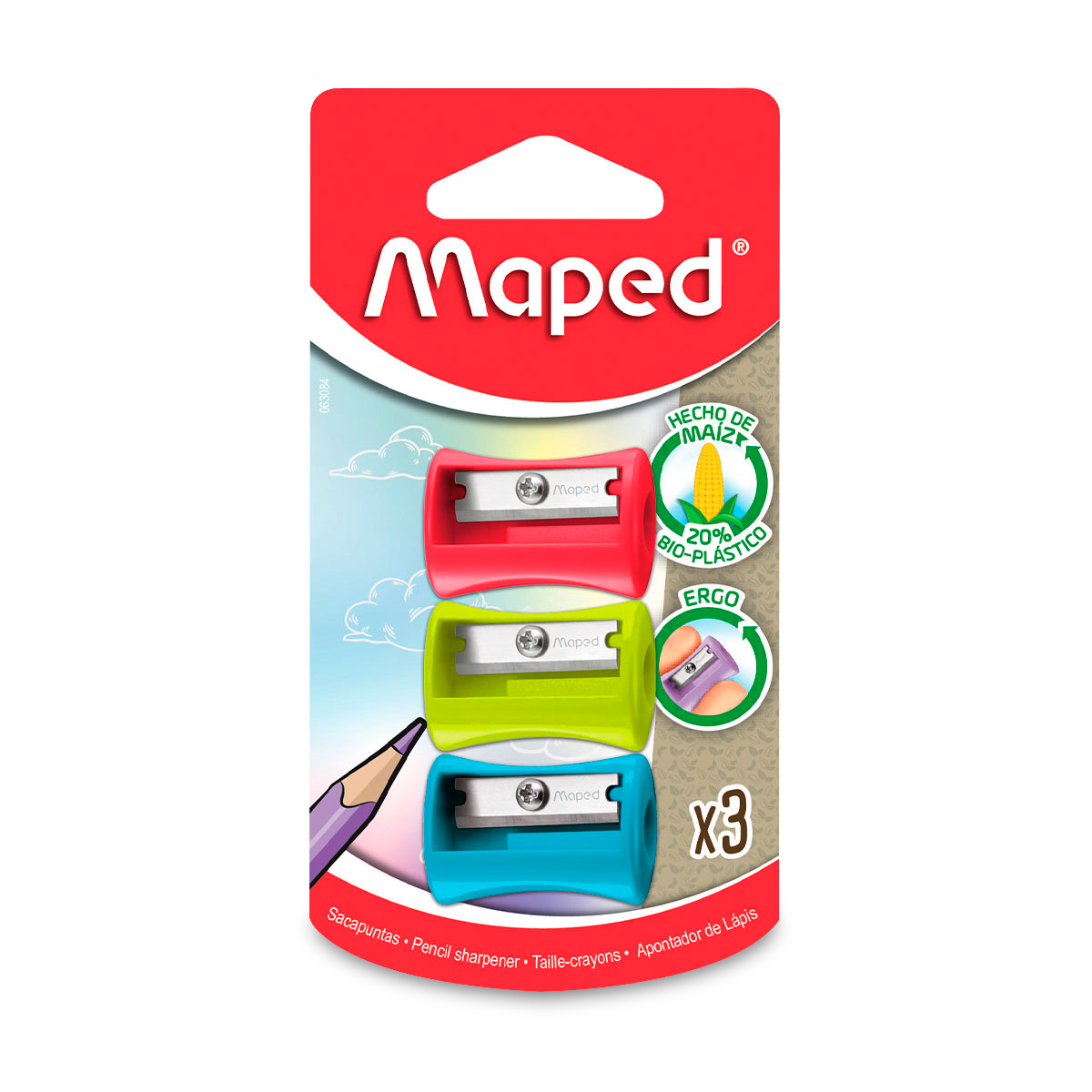 Sacapuntas Maped Maíz 3 piezas | Office Depot Mexico