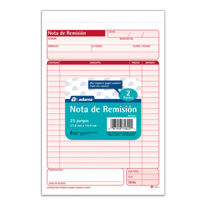 Nota de Remisión Adams 25 juegos  Nota de Remisión Adams 25 juegos