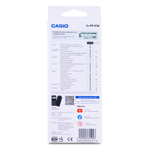 Calculadora Científica Casio FX-991CW 540 funciones Negro