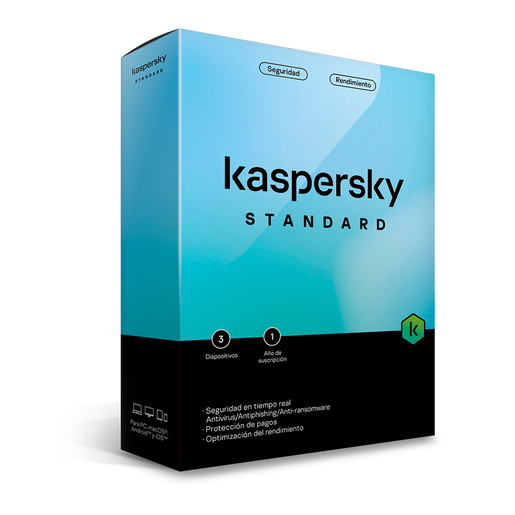 Antivirus Kaspersky Standard Licencia 1 año 3 dispositivos PC/macOS/iOS y Android