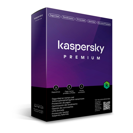 Antivirus Kaspersky Premium Licencia 1 año 3 dispositivos PC/macOS/iOS y Android