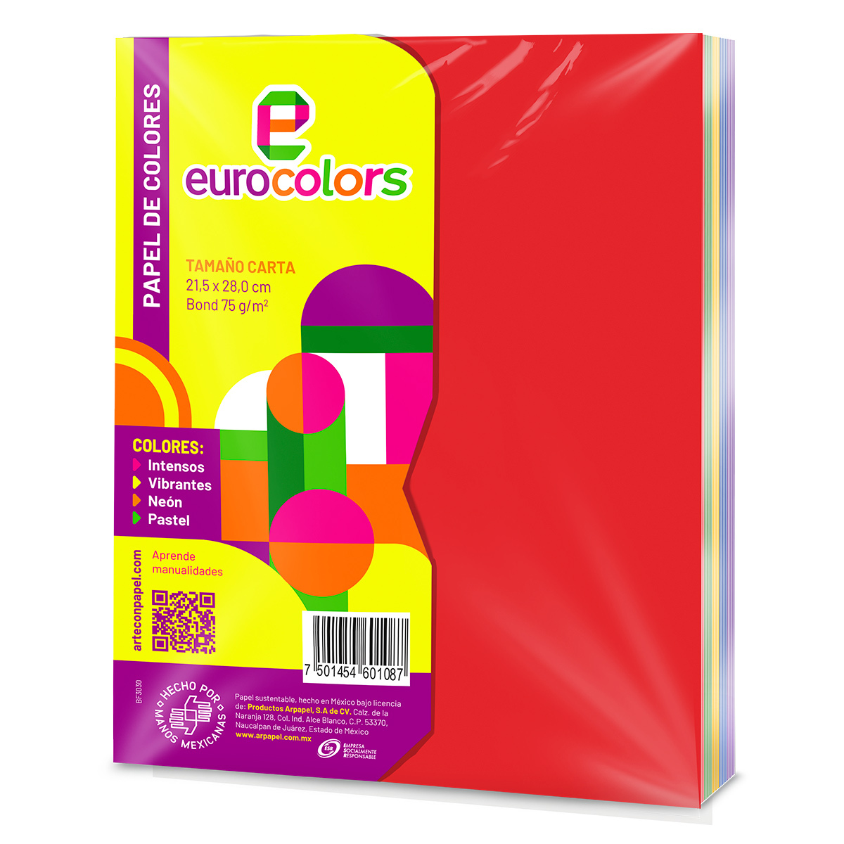Hojas de Color Tamaño Carta Eurocolors Tonos Intensos 100 hojas ...