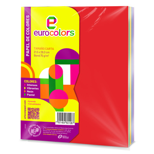 Papel Bond Carta Eurocolors 100 hojas Colores Intensos