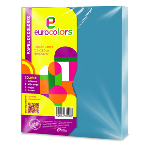 Papel Reciclado Carta Eurocolors Azul 100 hojas