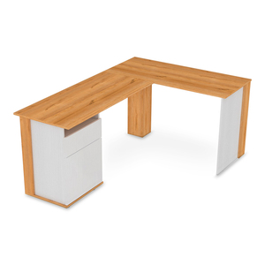Escritorio en L Maderkit Noa Minimalista Melamina Duna con Blanco Escritorio en L Maderkit Noa Minimalista Melamina Duna con Blanco