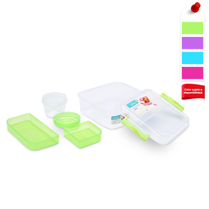 Recipiente Hermético con Charola Divisora Lukko Rectangular Colores 1.3 L Recipiente Hermético con Charola Divisora Lukko Rectangular Colores 1.3 L