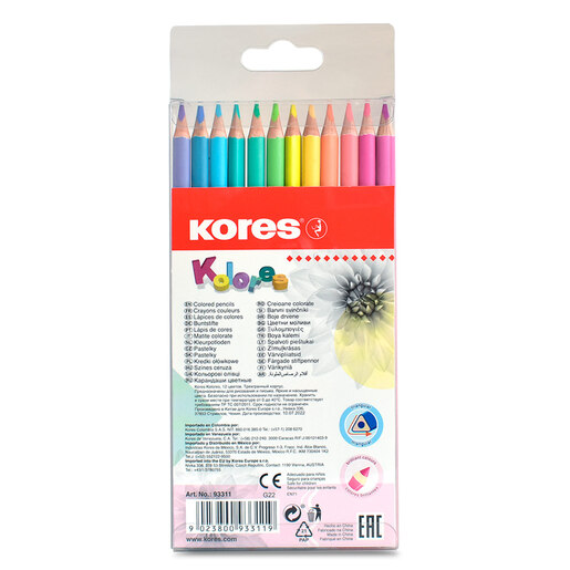 Lápices de Colores Triangulares Kores Style Pastel 12 piezas