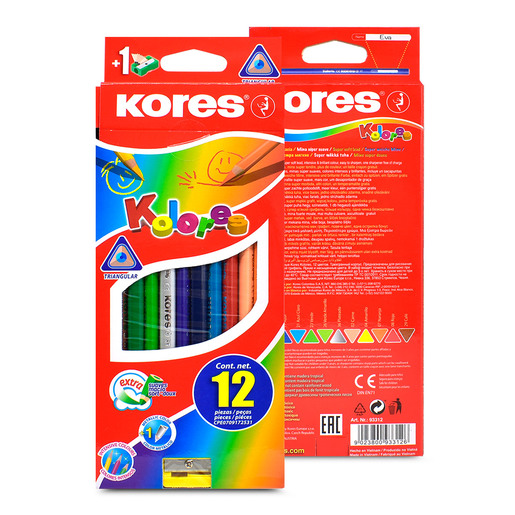 Lápices de Colores Kores Triangulares 12 piezas | Office Depot Mexico