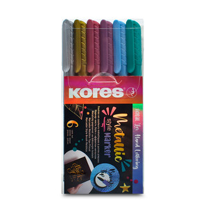 Marcadores Metálicos Kores Punta Pincel 6 piezas Marcadores Metálicos Kores Punta Pincel 6 piezas