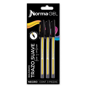 Plumas de Gel Norma Trazo Suave Negro 3 piezas Plumas de Gel Norma Trazo Suave Negro 3 piezas
