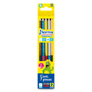 Lápices de Colores Norma Redondos Doble Punta y Sacapuntas 7 piezas Lápices de Colores Norma Redondos Doble Punta y Sacapuntas 7 piezas