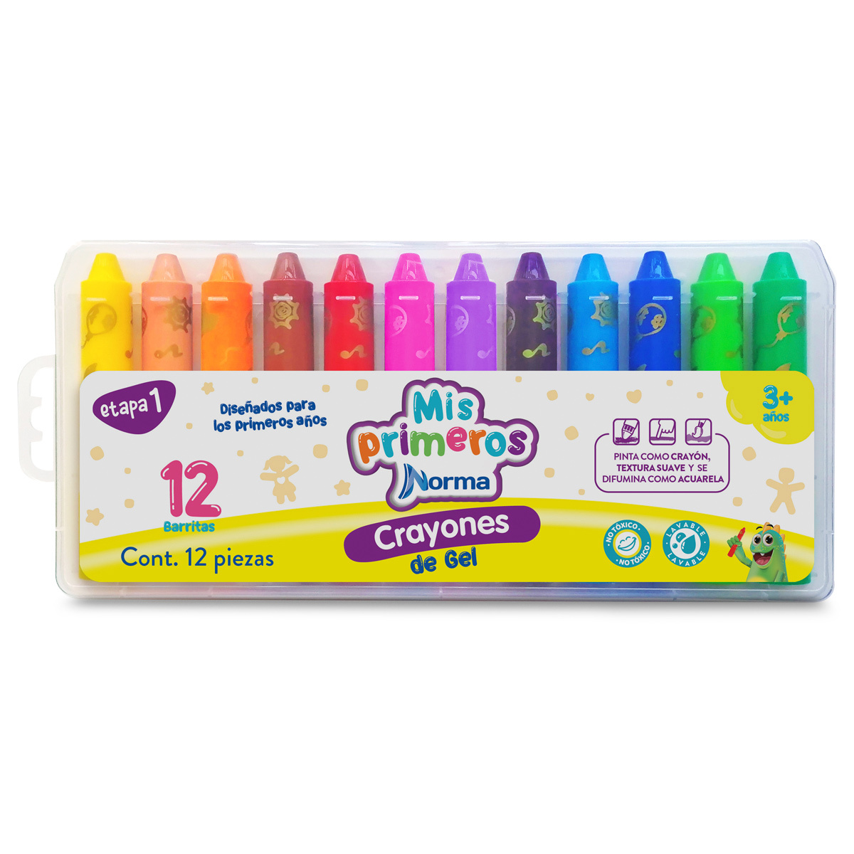 Gibot Crayones de 12 colores para niños pequeños, crayones con agarre de  palma, lápices de lápices de pintura para dedos, juguetes apilables seguros