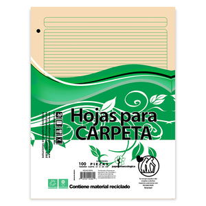 Hojas para Carpeta Ecológicas Carta Raya 100 hojas