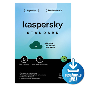 Antivirus Kaspersky Standard Licencia 1 año 5 dispositivos PC/macOS/iOS y Android Descargable