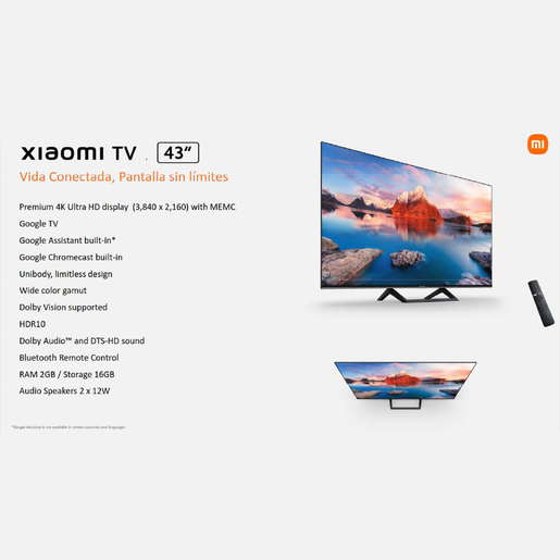 Pantalla Xiaomi A Pro Google TV 43 pulg. 4K UHD