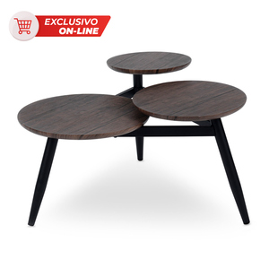 Mesa de Sala Home Make Biel MDF y Metal Café 3 niveles Mesa de Sala Home Make Biel MDF y Metal Café 3 niveles