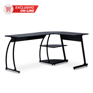 Escritorio en L Home Make Kante MDF y Metal Negro Escritorio en L Home Make Kante MDF y Metal Negro