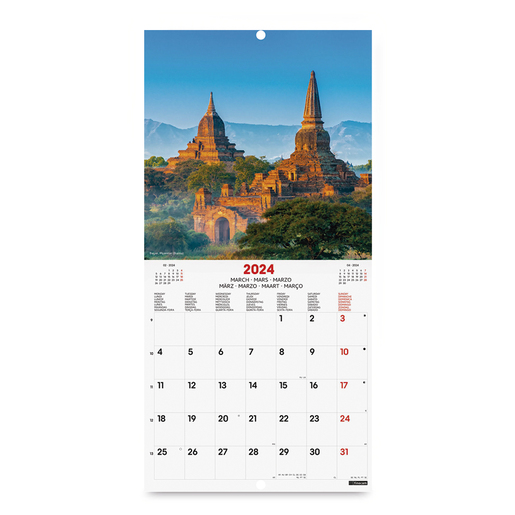Calendario de Pared 2024 Finocam Traveling Internacional 18 x 18 cm