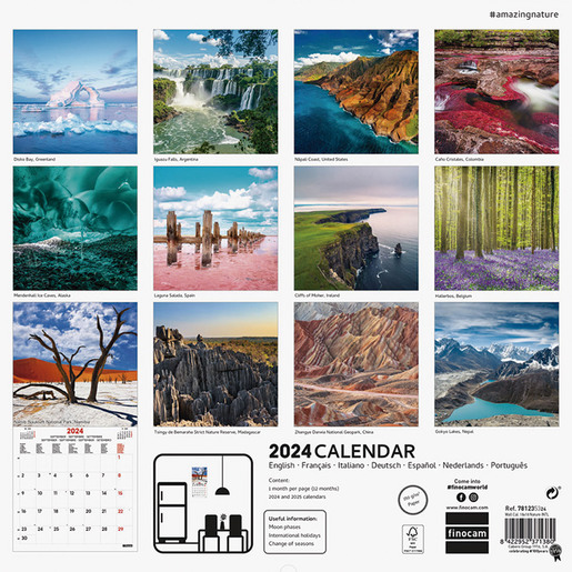 Calendario de Pared 2024 Finocam Nature Internacional 18 x 18 cm