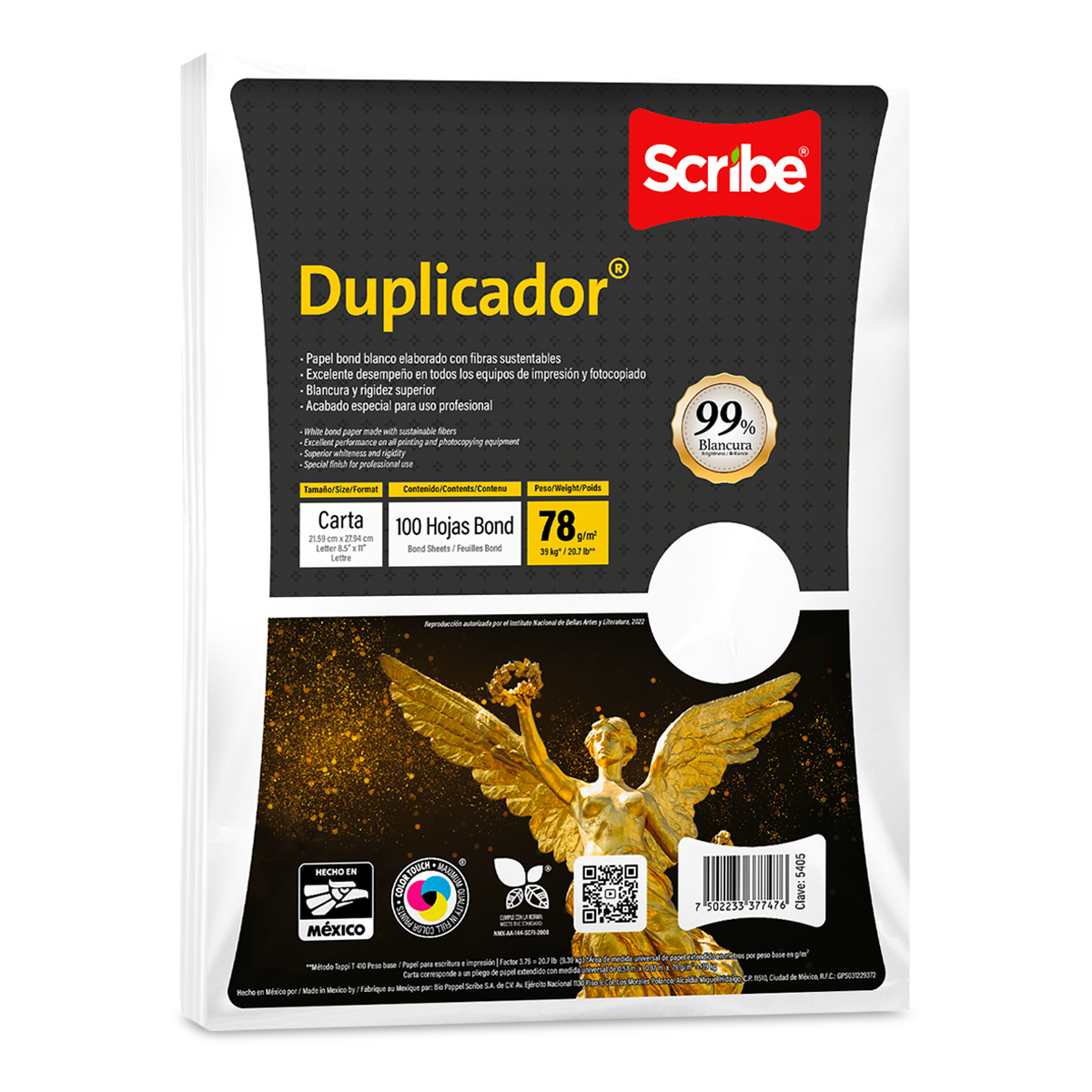 Hojas de Papel Bond Duplicador Carta Scribe Blanco 100 hojas