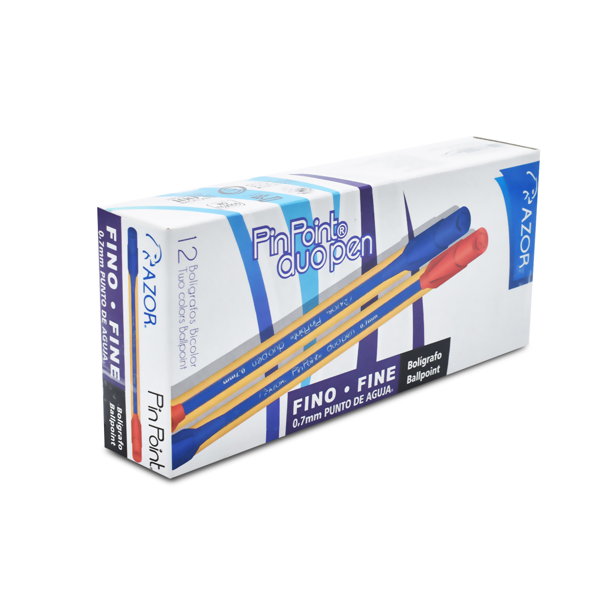 Pluma Razor Pluma Bicolor Azor Pin Point Punto Fino Azul Rojo 12 piezas | Office ...
