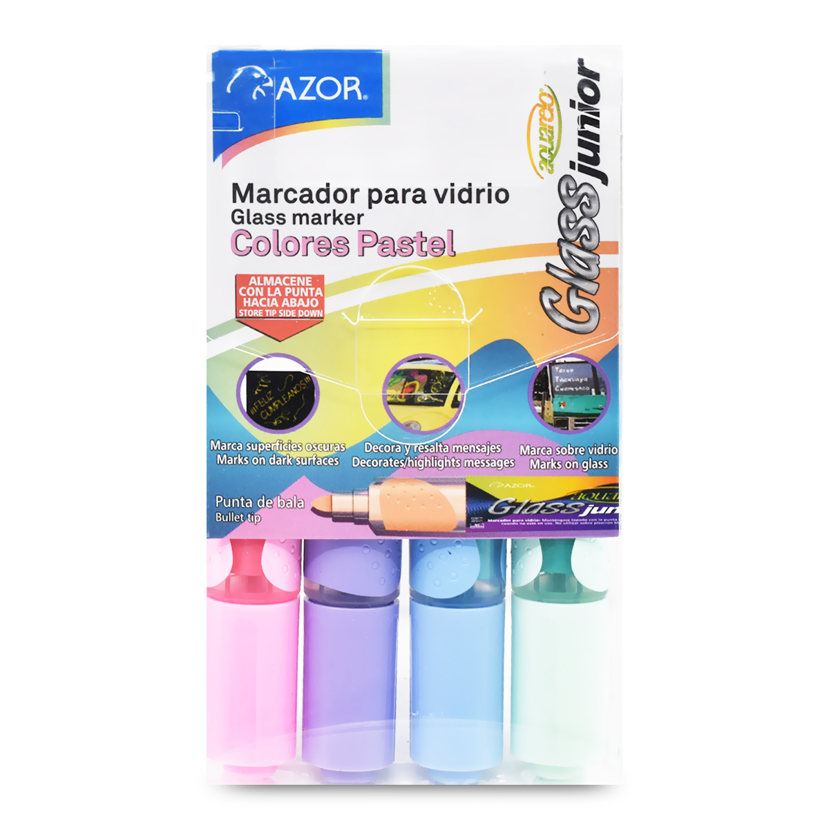 Marcadores para Vidrio Aquarelo Colores Pastel 4 piezas