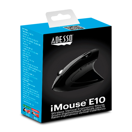 Mouse Inalámbrico Adesso E10 USB Ergonómico Negro