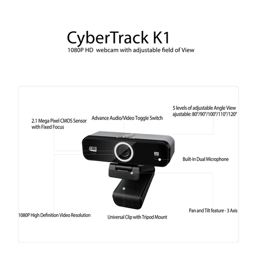 Cámara Web Adesso CyberTrack K1 USB FHD 1080px