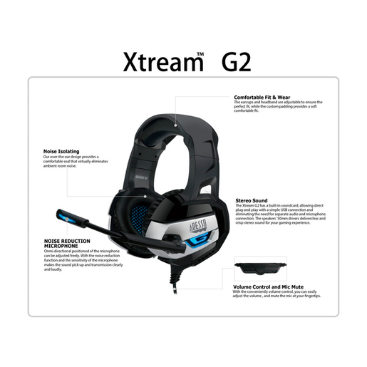 Audífonos Gamer Adesso Xtream G2 Luz Led Azul