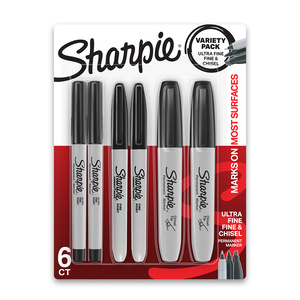 Marcadores Permanentes Sharpie Negro 6 piezas Marcadores Permanentes Sharpie Negro 6 piezas