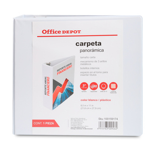 Carpeta Carta con Arillo en O de 3 pulg. Office Depot Blanco Carpeta Carta con Arillo en O de 3 pulg. Office Depot Blanco