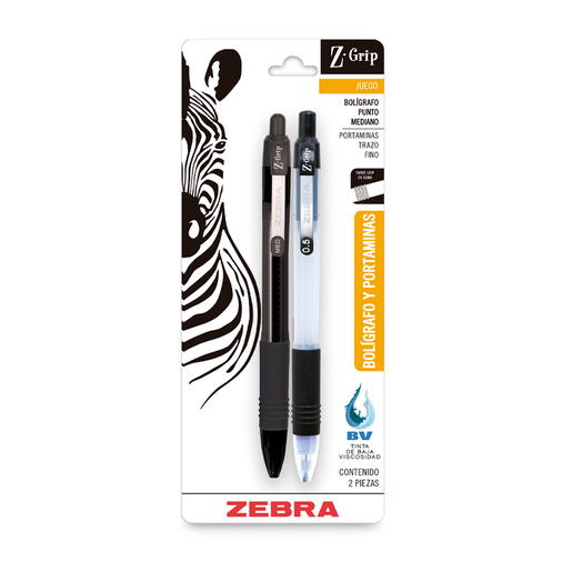 Pluma y Lapicero Zebra Z-Grip Negro