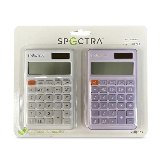 Calculadoras de Bolsillo Spectra 10/12 dígitos 2 piezas