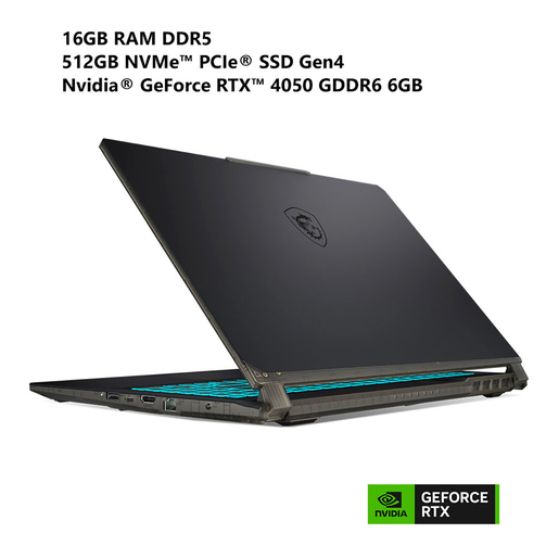 Laptop Gamer MSI Cyborg 15 GeForce RTX 4050 Intel Core i5 15.6 pulg. 512gb SSD 16gb RAM Negro