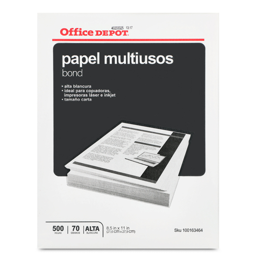 Caja de Papel Bond Office Depot Carta 5000 hojas Blanco