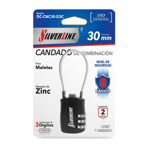 Candado de Combinación Silverline DC-CNC30-D3C 3 dígitos Rosa