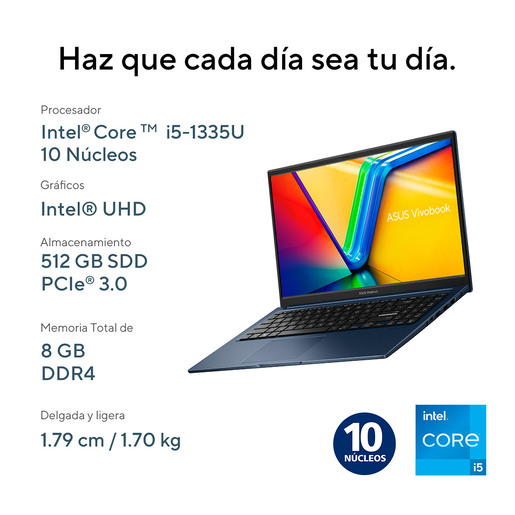 Laptop Asus Vivobook 15 Intel Core i5 15.6 pulg. 512gb SSD 8gb RAM